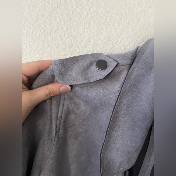 KUT From The Kloth Jacee Open Draped Moto Faux Suede Jacket Gray Women’s Size S - Picture 10 of 16